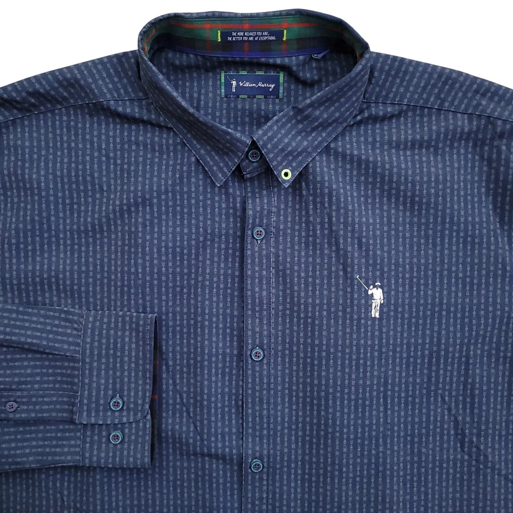 William Murray Shirt Men‎ XL Blue Golf Vented Stretch Performance Button Up